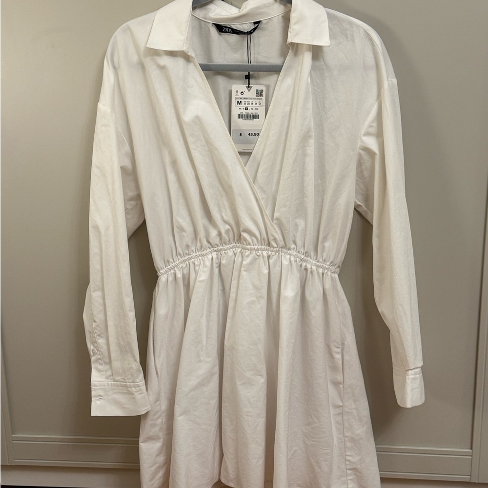 Zara White Long Sleeve Dress